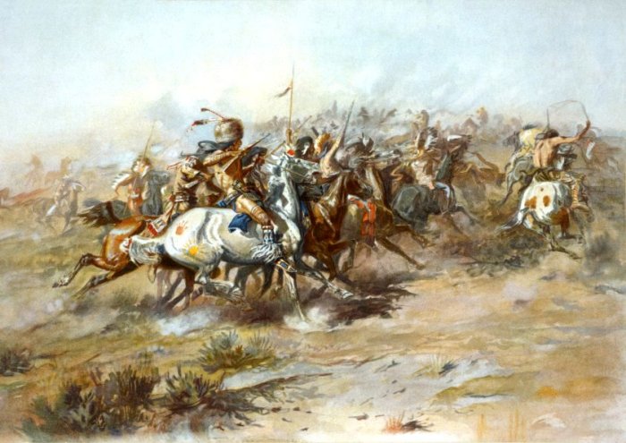 Charles Marion Russell The Custer Fight Framed Print